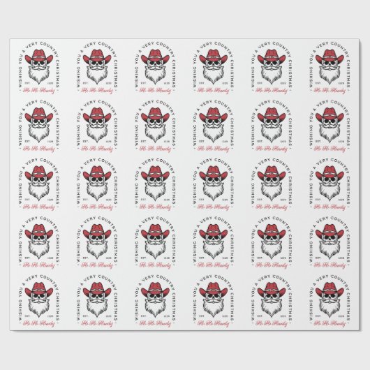 Country Christmas Howdy Santa cowboy wenst Cadeaupapier (Vlak)