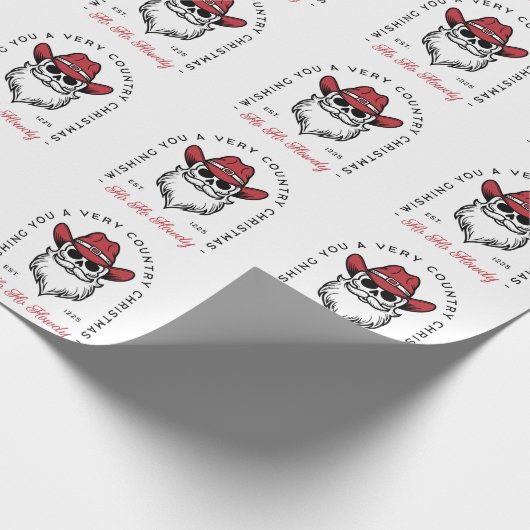 Country Christmas Howdy Santa cowboy wenst Cadeaupapier (Hoek)