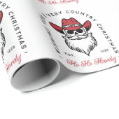 Country Christmas Howdy Santa cowboy wenst Cadeaupapier (Rol Hoek)
