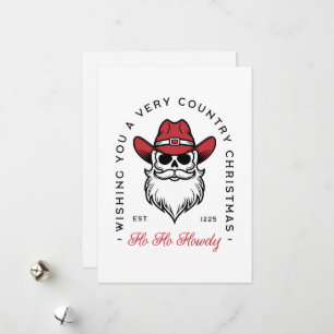 Country Christmas Howdy Santa cowboy wenst Feestdagenkaart
