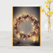Country Christmas lighted wreath Kaart (Gele Bloem)