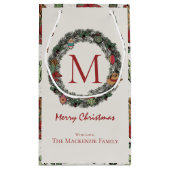 Country Christmas Monogrammed Klein Cadeauzakje (Achterkant)