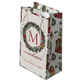 Country Christmas Monogrammed Klein Cadeauzakje (Achterkant Gekanteld)