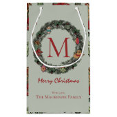 Country Christmas Monogrammed Klein Cadeauzakje (Achterkant)