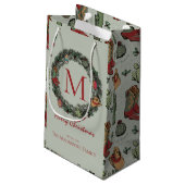 Country Christmas Monogrammed Klein Cadeauzakje (Achterkant Gekanteld)