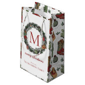 Country Christmas Monogrammed Klein Cadeauzakje (Achterkant Gekanteld)