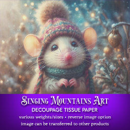 Country Christmas Mouse in gebreide Pet Decoupage Tissuepapier