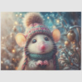 Country Christmas Mouse in gebreide Pet Decoupage Tissuepapier (Voorkant)