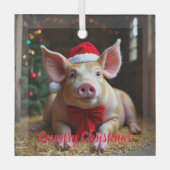 Country Christmas Pig Glass Ornament (Voorkant)