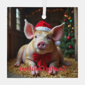 Country Christmas Pig Glass Ornament (Achterkant)