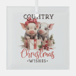 Country Christmas Piggies Glas Ornament