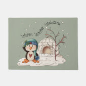 Country Christmas pinguin Vakantie deurmat (Voorkant)