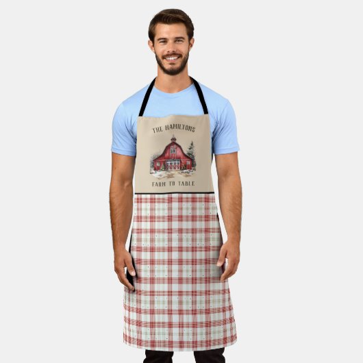 Country Christmas Plaid Custom Schort (Gedragen)