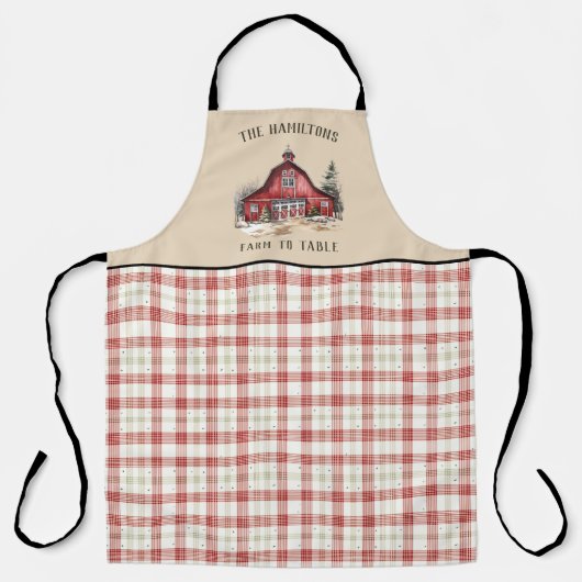 Country Christmas Plaid Custom Schort (Voorkant)