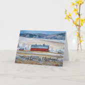Country Christmas Red Barn Sneeuwvakantie Kaart (Gele Bloem)