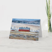 Country Christmas Red Barn Sneeuwvakantie Kaart (Voorkant)