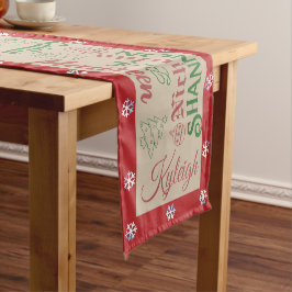 Country Christmas Snowflakes Namen en Ornamenten Korte Tafelloper