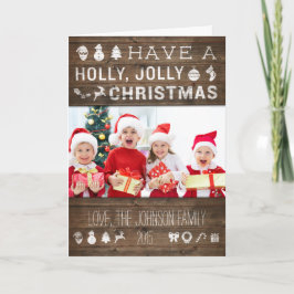 Country Christmas Wenskaart Rustic Holly Jolly Feestdagen Kaart