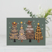 Country Christmas Western Tree Cowboy Cowgirl Feestdagenkaart (Staand voorkant)