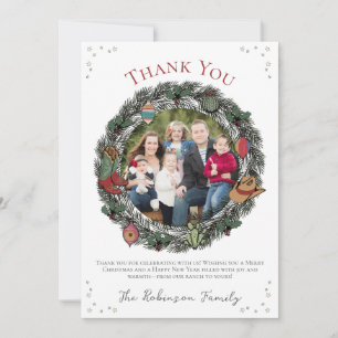 Country Christmas Wreath Bedankt Card Feestdagenkaart