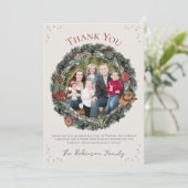 Country Christmas Wreath Bedankt Card Feestdagenkaart (Staand voorkant)