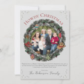 Country Christmas Wreath Familiefoto Feestdagenkaart (Voorkant)