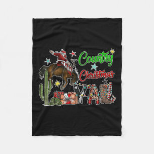 Country Christmas Y'all Cowboylaarzen Vrolijk kers Fleece Deken