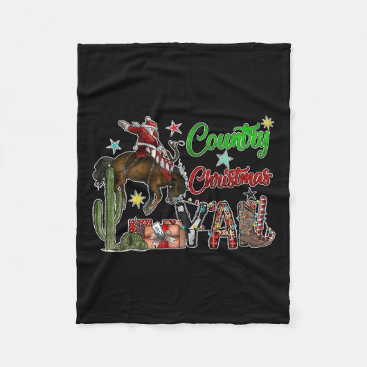 Country Christmas Y'all Cowboylaarzen Vrolijk kers Fleece Deken (Voorkant)
