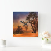 Country Clock With Horse And Sunset Vierkante Klok (Huis)