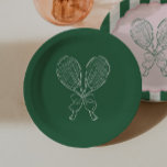 Country Club Courtside Racquet Tennis Birthday Papieren Bordje<br><div class="desc">Serve up a stylish celebration with our Courtside Tennis Birthday plates,  inspired by classic country club aesthetics and simple tennis charm. This design is perfect for tennis lovers of any age,  from kids’ birthdays to milestone celebrations,  bachelorettes and so much more.</div>