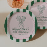 Country Club Courtside Racquet Tennis Birthday Papieren Bordje<br><div class="desc">Serve up a stylish celebration with our Courtside Tennis Birthday plates,  inspired by classic country club aesthetics and simple tennis charm. This design is perfect for tennis lovers of any age,  from kids’ birthdays to milestone celebrations,  bachelorettes and so much more.</div>