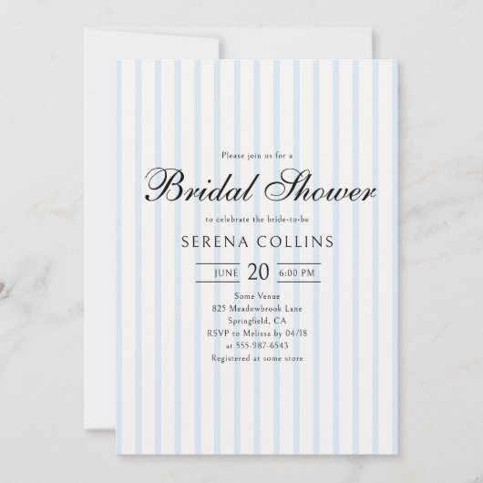  Country Club Gestreept Blauw Vrijgezellenfeest Kaart (Voorkant)