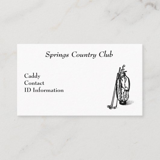 Country Club Golf Caddy Card Visitekaartje (Voorkant)