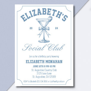 Country Club Martini Social Club Verjaardagsfeest Kaart