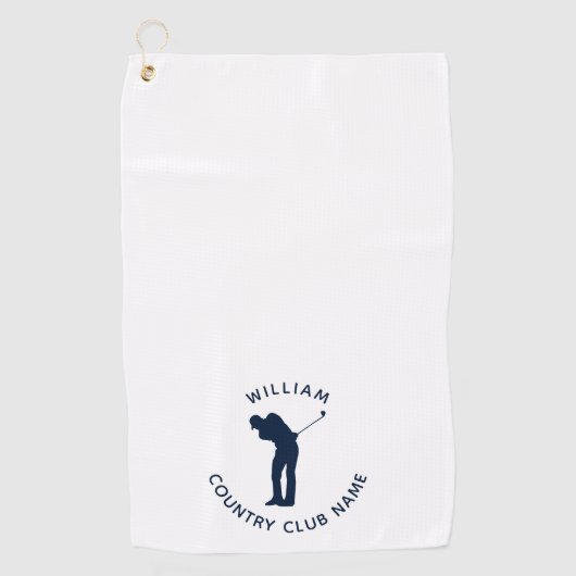 Country Club Spelers Navy Blue Custom Golfhanddoek (Voorkant)