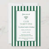 Country Club Tennis Verjaardagsfeest Groene Streep Kaart (Voorkant)
