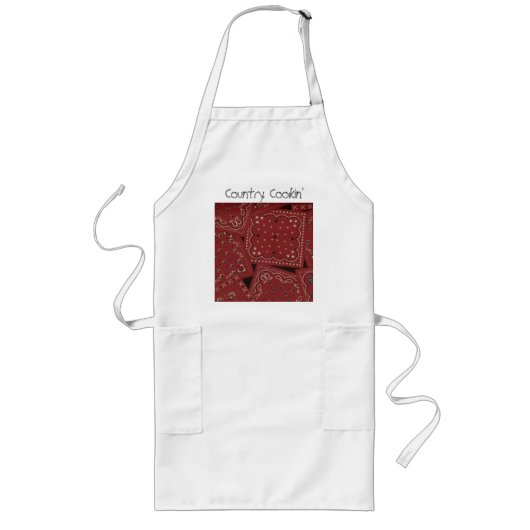 Country Cookin' Red Bandana Apron Lang Schort (Voorkant)