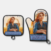 Country Cosy Hay Oven Mitt en Pot Holder Set (Voorkant)