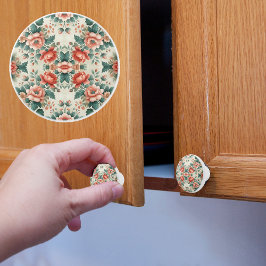 Country Cottage Bloemenpatroon Keramische Knop