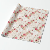 Country Cottage Floral Wrapping Paper Cadeaupapier (Uitgerold)