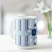Country Cottage Monogram Blauw Wit Bloemen Boog Koffiemok