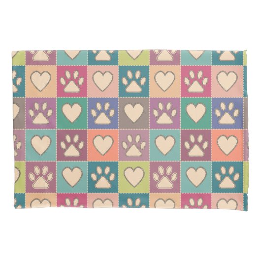 Country Cottage Paw Prints en Harten Kussensloop (Voorkant)