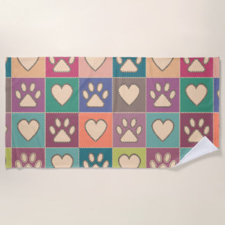 Country Cottage Paw Prints en Harten Strandlaken