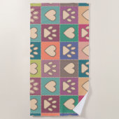 Country Cottage Paw Prints en Harten Strandlaken (Voorkant)