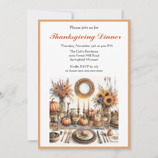 Country Cottage Thanksgiving-diner Kaart (Voorkant)