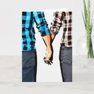 Country Couple Jongen en Meisje Handen vasthouden Feestdagen Kaart