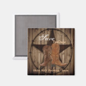 Country Cowboy Boots Western Bruiloft opslaan van Magneet (Voorkant / Achterkant)