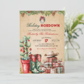 Country Cowboy Christmas Holiday Hoedown Party Kaart (Staand voorkant)