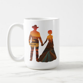 Country Cowboy & City Girl Silhouette Koffiemok