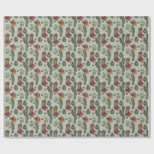 Country Cowboy Howdy Kerstmis Cadeaupapier (Vlak)